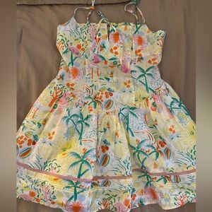 Roller Rabbit Multicolor Tropical Print Midi Dress - White Base